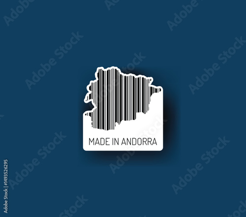 Discover fascinating sticker designs with barcodes in the shape of a map of Andorra. Enhance your projects with visual perfection. Buy now!