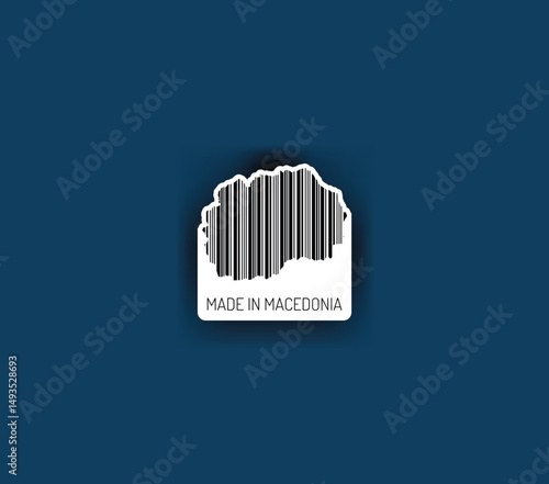 Discover fascinating sticker designs with barcodes in the shape of a map of North Macedonia. Enhance your projects with visual perfection. Buy now!