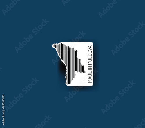 Discover fascinating sticker designs with barcodes in the shape of a map of Moldova. Enhance your projects with visual perfection. Buy now!