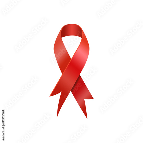 Realistic of red ribbon decoration vector. Red ribbon HIV, World AIDS day symbol, 1 December