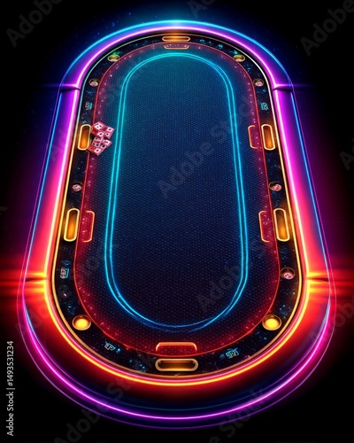 Neon Poker Table: High-Stakes Casino Gaming Background