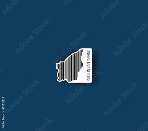 Discover fascinating sticker designs with barcodes in the shape of a map of San Marino. Enhance your projects with visual perfection. Buy now!