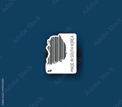 Discover fascinating sticker designs with barcodes in the shape of a map of South Korea. Enhance your projects with visual perfection. Buy now!