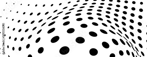 Halfton is black and white. Smooth transition of points from larger to smaller