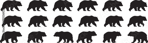 Black bear silhouette vector illustration wildlife animal nature forest mammal grizzly bears walking icon 100