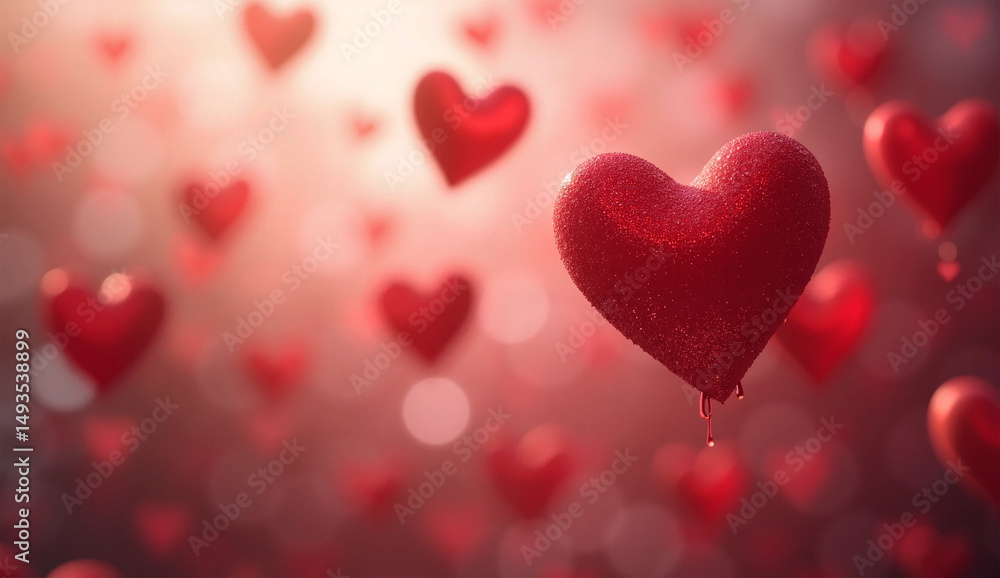 Obraz premium red hearts on a red background