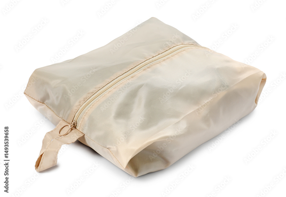 One beige packing cube isolated on white One beige packing cube isolated on white