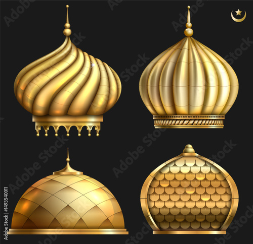 Set of oriental golden domes.