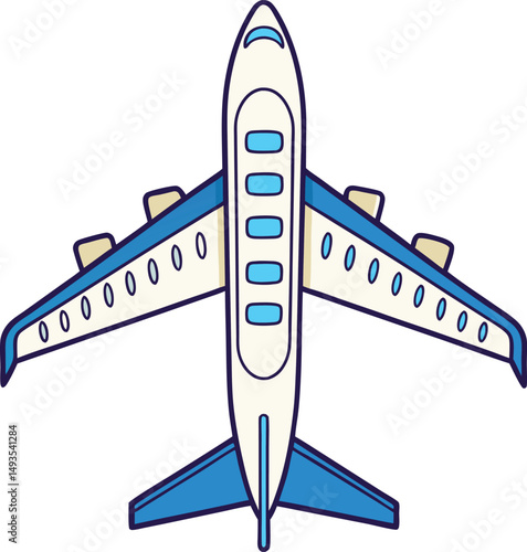 Colorful cartoon illustration of a passenger jet.