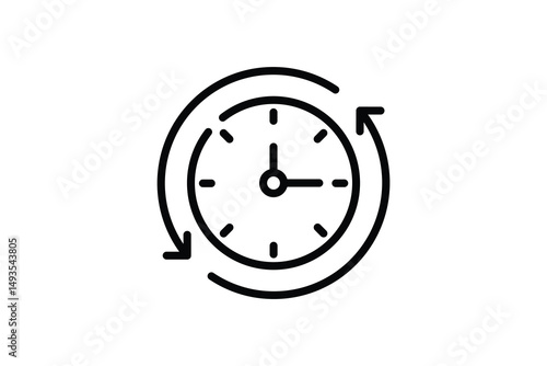 Clock line icon, editable stroke, pixel perfect, compatible for mobile and web, outline icon, isolated on a white background
