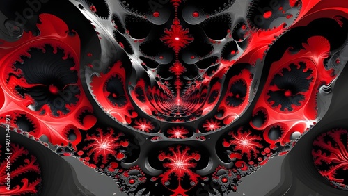 Wallpaper Mural Fractal design in black and red, hypnotic symmetry Torontodigital.ca