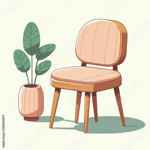 wooden chair with flowers