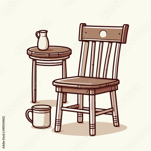 set of wooden chairs