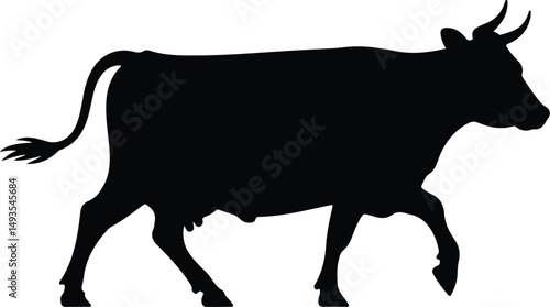 Cow Silhouette Set – Farm Animal Vector Icons Cattle Silhouette Collection – Cow, Bull, Calf Icons Pack
