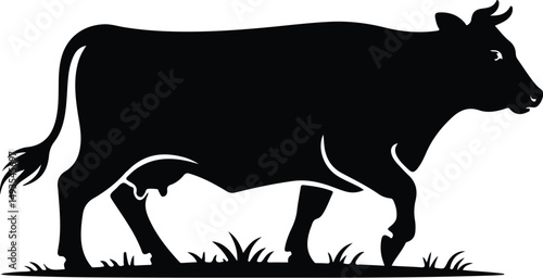Cow Silhouette Set – Farm Animal Vector Icons Cattle Silhouette Collection – Cow, Bull, Calf Icons Pack