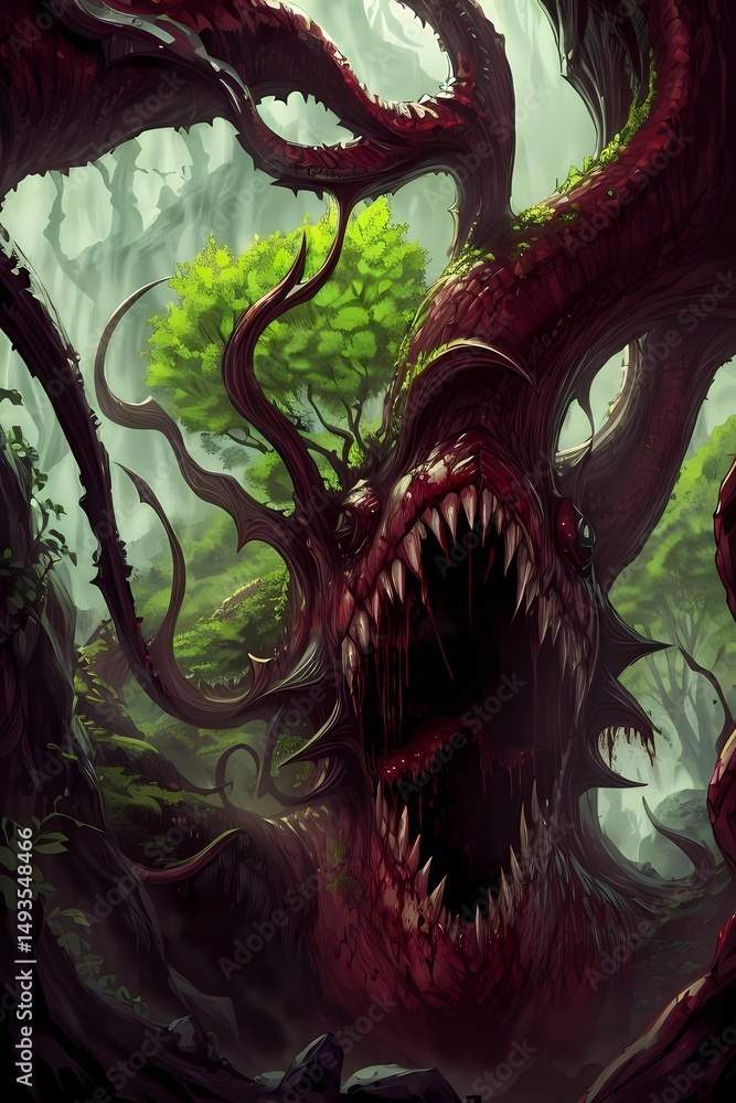 Fototapeta premium Fantasy Monster Concept Art: yateveo, carnivorous african tree