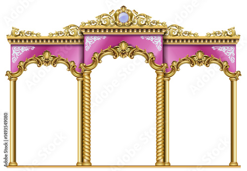 Triumphal Arch. Golden classic rococo baroque frame