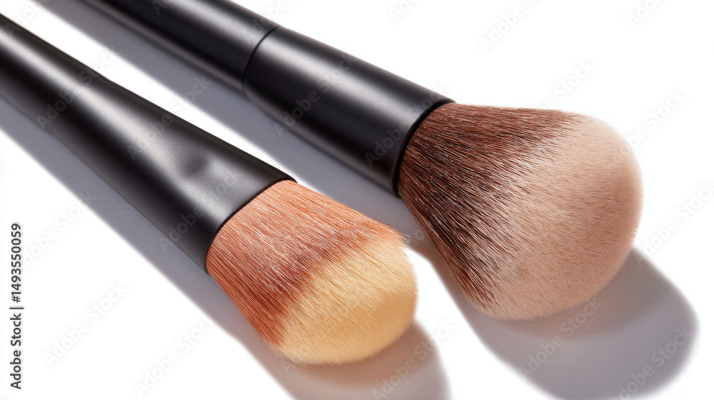 Makeup brush set with soft bristles and black handles, perfect for applying powder and foundation with smooth, gentle strokes Makeup brush set with soft bristles and black handles, perfect for applying powder and foundation with smooth, gentle strokes