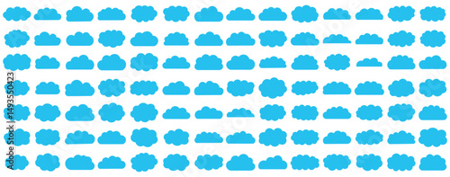 White abstract cloud illustration set. Cute fluffy, bubbly clouds collection.  Vector set of clouds shapes. Abstract comic weather elements. Objects cloudscape for game. White cloud icon vector set.