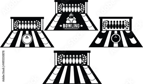 Bowling alley vector, Clipart, Silhouette, Vector, icons, illustration, design.