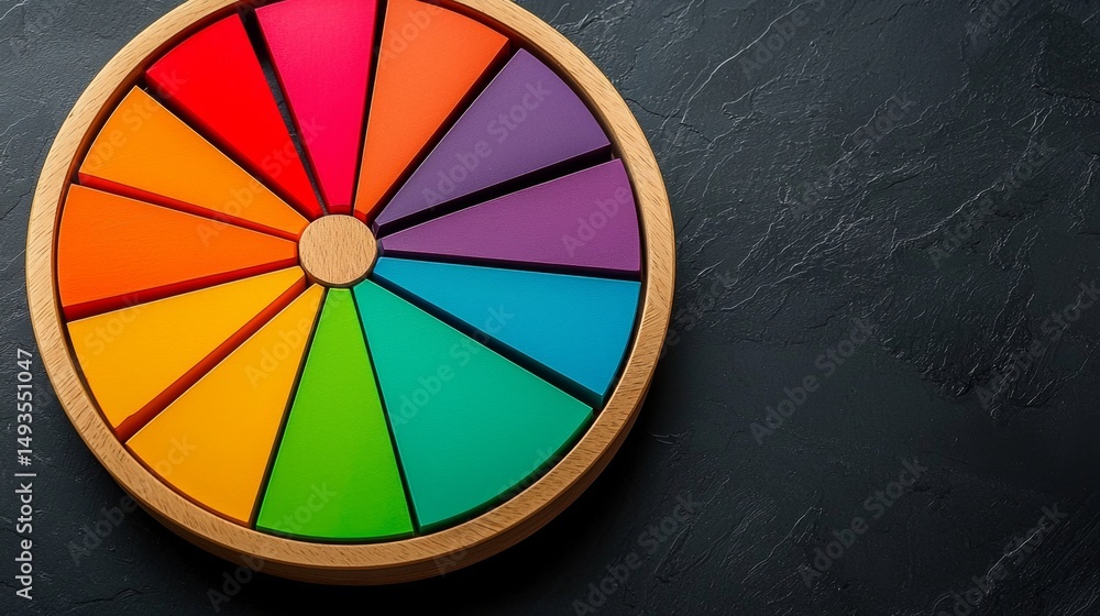 Fototapeta premium Artistic depiction of investment strategies using a multi-colored wheel.
