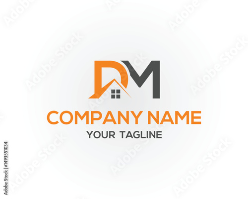 DM letter real estate logo vector template for property or construction business corporate identity and branding needs