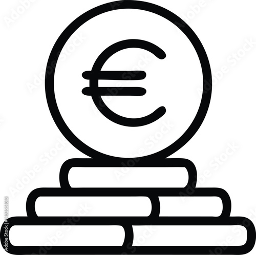 Black silhouette design representing a stack of gold euro coins with transparency