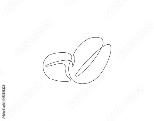 Coffee beans outline drawing illustration. Continuous line draw of natural seed vector