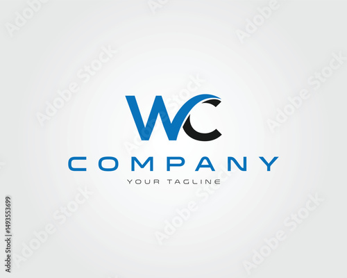WC initial logo design vector template blue and black modern company emblem minimalist business identity professional lettering graphic symbol