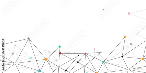 Abstract digital background of points and lines. abstract technology Network nodes with polygonal shapes colorful Vector background. Modern technology concept network connects, data structure design.	