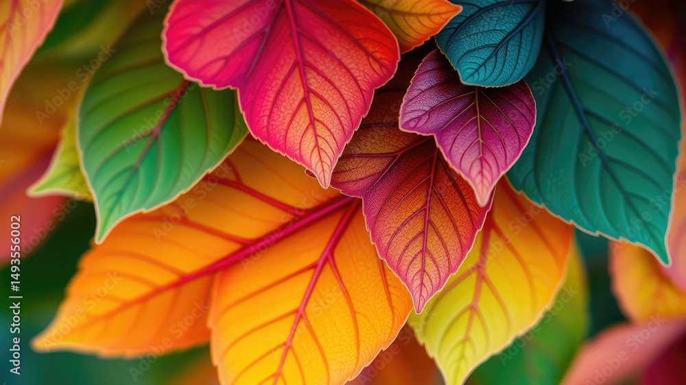 Obraz premium Vibrant autumn leaves colorful nature background
