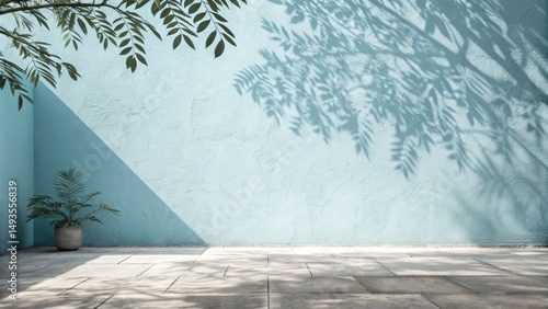 Aqua Wall with Leaf Shadows...