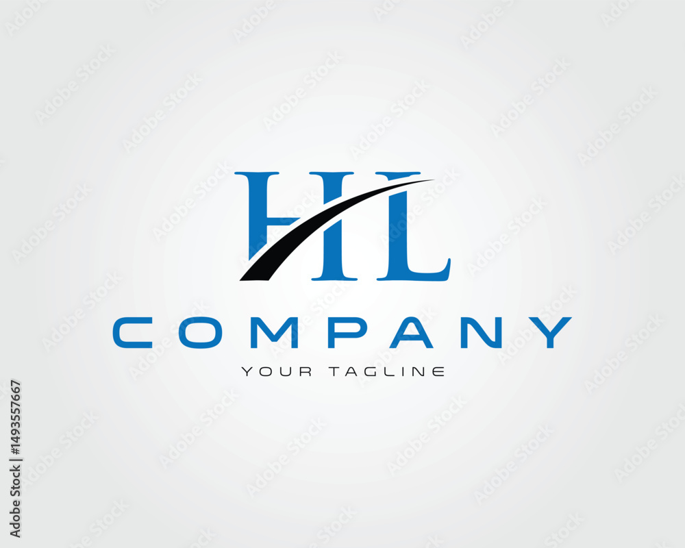 Fototapeta premium Modern HL initial letter logo design with swoosh graphic vector template