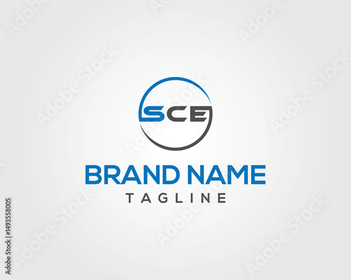 Modern initial SCE letter logo design concept with circle element vector template for company identity brand