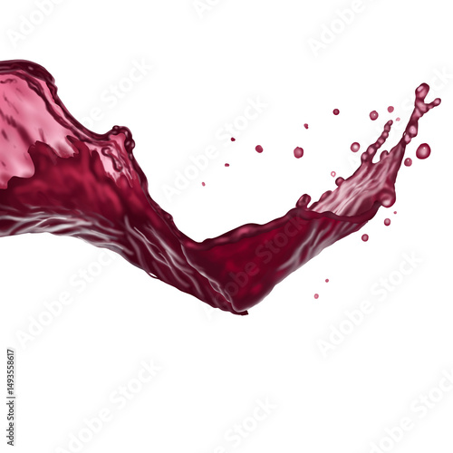 Red wine liquid swirl splash with tiny bubbles creating dynamic wave effect, showcasing beauty of fluid motion and vibrant color, grapes juice wine liquid