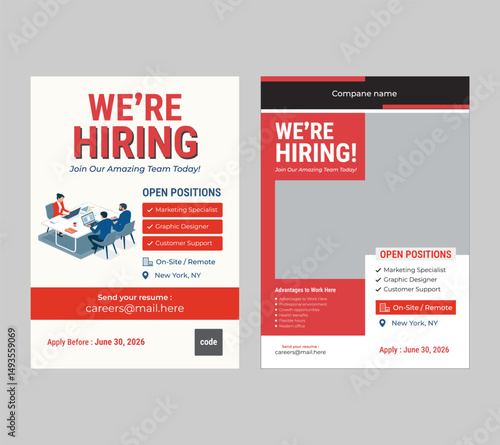 We are hiring flyer design template bundle, Poster or flyer templates, Job vacancy flyer poster template design, Hiring employee poster leaflet design bundle template.