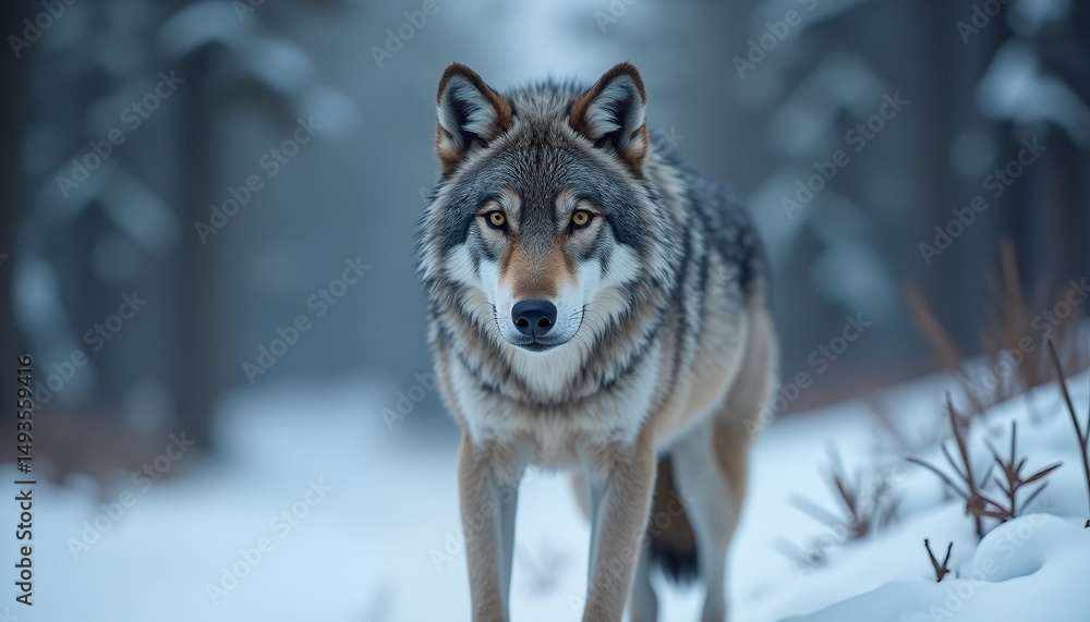 Fototapeta premium Wolf in Snowy Forest