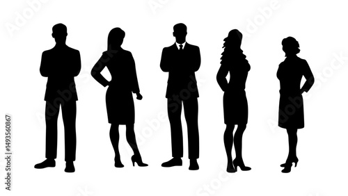 set of a group of standing business people