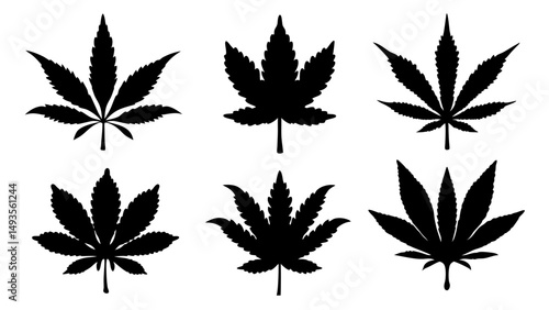 set of marijuana silhouette