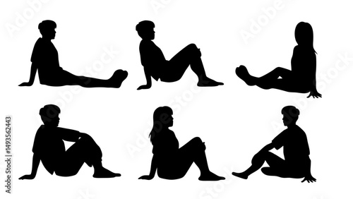 set of a group of business people sitting in various poses