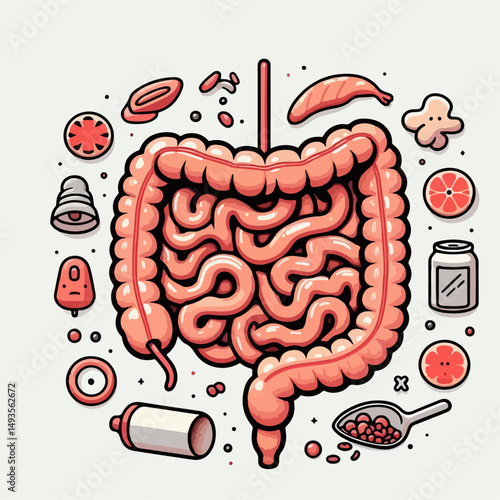 human intestine vector illustration 