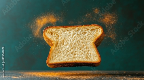 A slice of bread suspended in the air