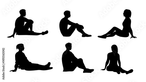 set of a group of business people sitting in various poses
