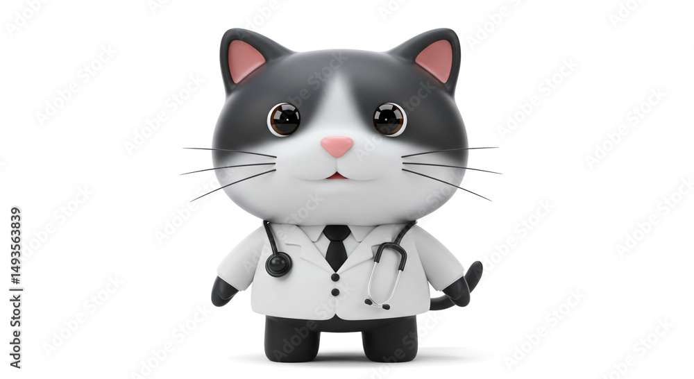 A delightful cartoon cat vet, ready and willing to provide care and make patients happy. A delightful cartoon cat vet, ready and willing to provide care and make patients happy.