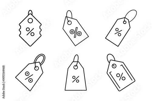 A set of price tag line art vector illustration