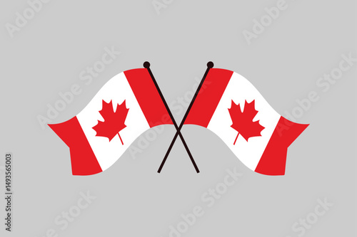 Two crossed Canadian flag vector illustration