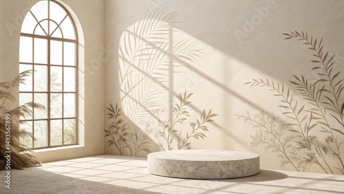 Minimalist Room with Podium...