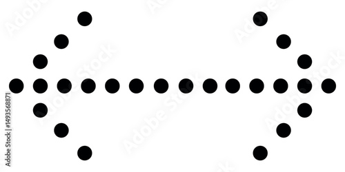 Dotted arrow in both side direction, both side directional arrow in polka dot style icon vector isolated on white background.