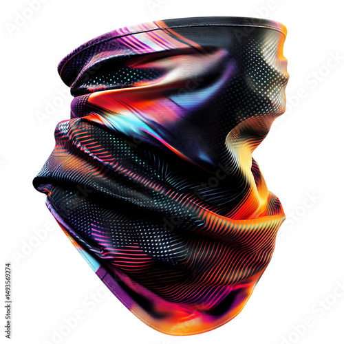 Modern Cooling Bandana with a Dynamic Abstract Digi Isolated on Transparent Background
