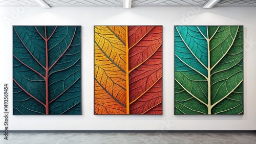 Modern Leaf Art Colorful Bo...